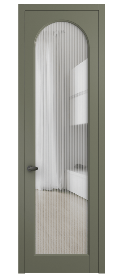 Межкомнатная дверь Палаццо 6804 Матовый оливковый тёмный Рифлёное стекло "Мору", триплекс Цена 110280 ₽ | Volhovec