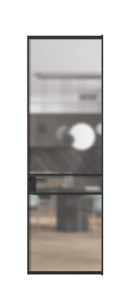 Алюминиевая дверь АЛПЛ040.02 Алюминий Черный Сатинированное стекло "Мателюкс Кристал Вижн", калёное, матовое, каленое 6 мм Цена 132860  | Volhovec