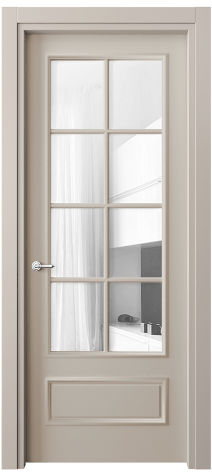 Межкомнатная дверь Париж 8112 Матовый светло-бежевый Прозрачное стекло Цена 80850 ₽| Volhovec