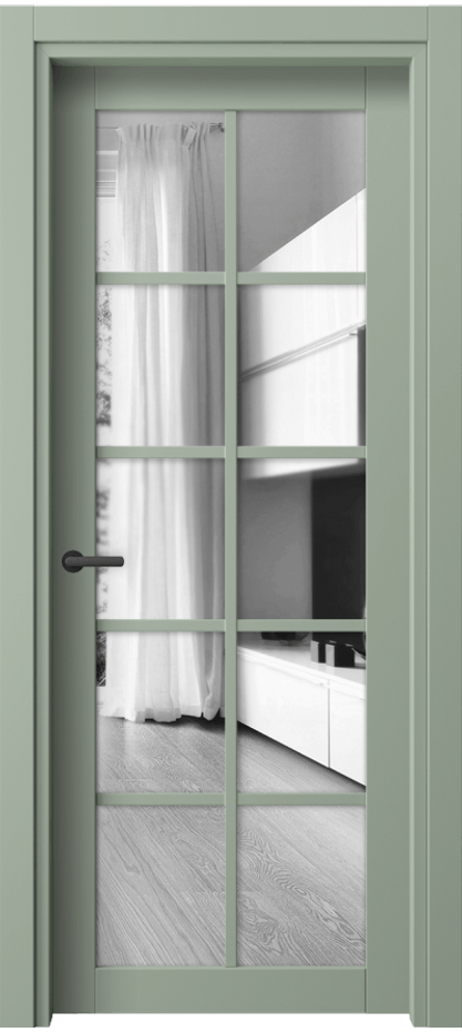 Межкомнатная дверь Нео 2106 ПЭТ светло-оливковый Двустороннее зеркало, триплекс Цена 34170 ₽ | Volhovec