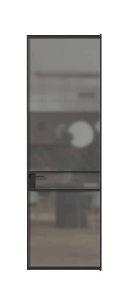 Алюминиевая дверь АЛПЛ040.02 Алюминий Черный Сатинированное серое стекло, триплекс Цена 126140  | Volhovec