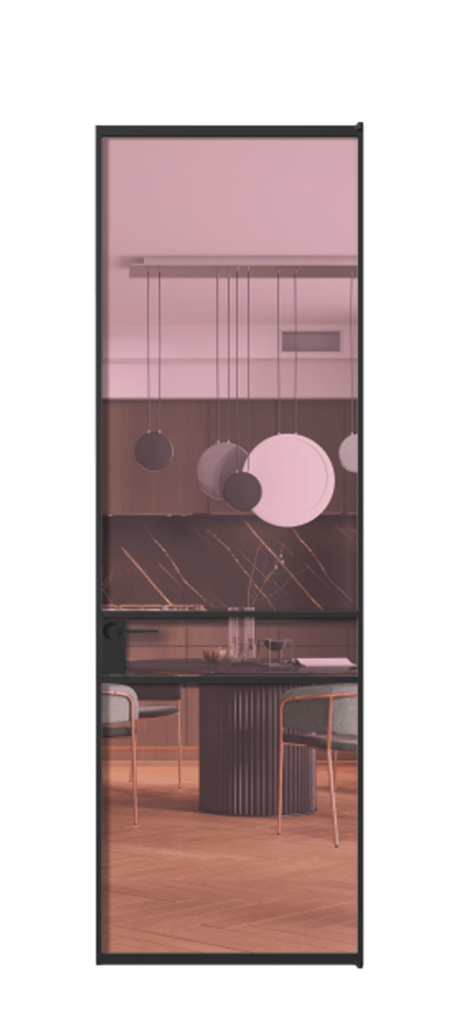 Алюминиевая дверь АЛПЛ040.02 Алюминий Черный Прозрачное розовое стекло, триплекс Цена 126140  | Volhovec