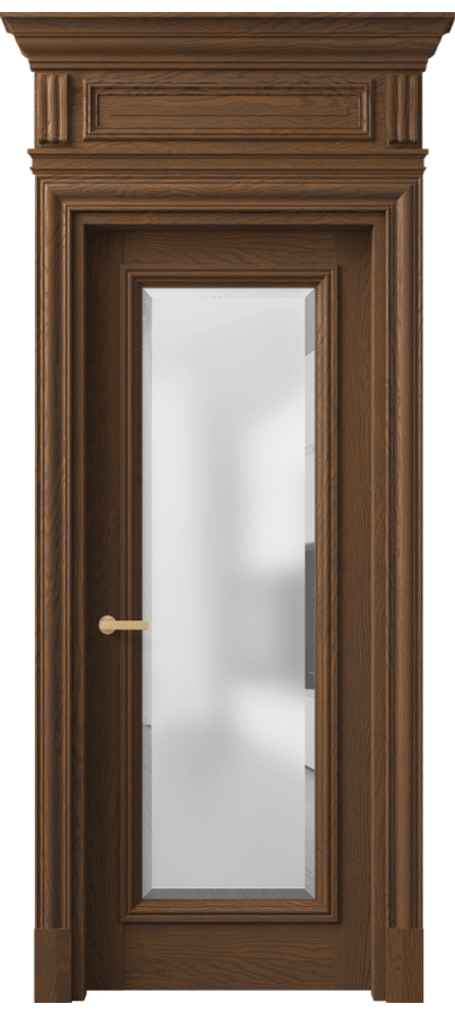 Межкомнатная дверь Антик 7300 Дуб каштановый матовый Сатинированное стекло с фацетом Цена 278200 ₽ | Volhovec