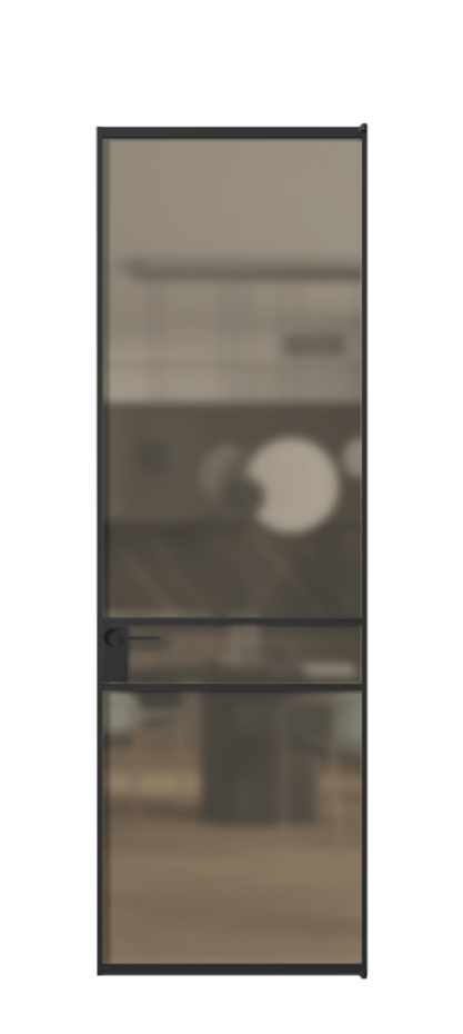 Алюминиевая дверь АЛПЛ040.02 Алюминий Черный Сатинированное бронзовое стекло, триплекс Цена 126140  | Volhovec