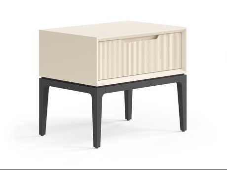 Мебель Тумба прикроватная Вельвет 1 ящик. Цвет Матовый светло-бежевый. Материал Гладкая эмаль. Коллекция Тумба прикроватная Вельвет 1 ящик. Картинка.