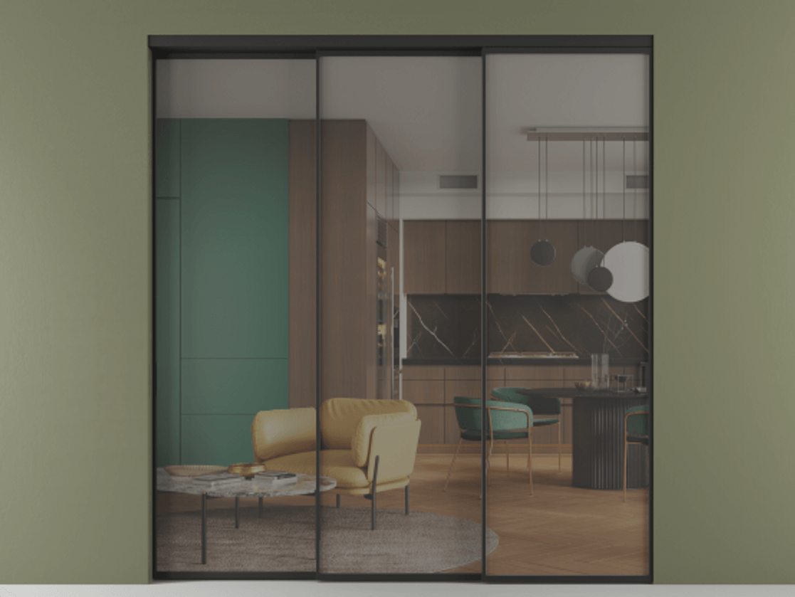 Перегородка Формато внутри проёма 3 створки с синхронным механизмом АЛПР 040.01 Алюминий Черный Прозрачное серое стекло, триплекс. Скрытый короб ЧЕР Цена 331930 ₽ 1. Полотно 3 шт. (800/2100 мм)
2. Комплект установки раздвижной системы
3. Базовый комплект фурнитуры
4. Комплект фурнитуры телескопик синхро-2
5.Ручка Рондо. Фабрика дверей Волховец 8 (800) 551 43 19 Перегородка Формато внутри проёма 3 створки с синхронным механизмом АЛПР 040.01 Алюминий Черный Прозрачное серое стекло, триплекс Цена 331930 ₽ | Volhovec