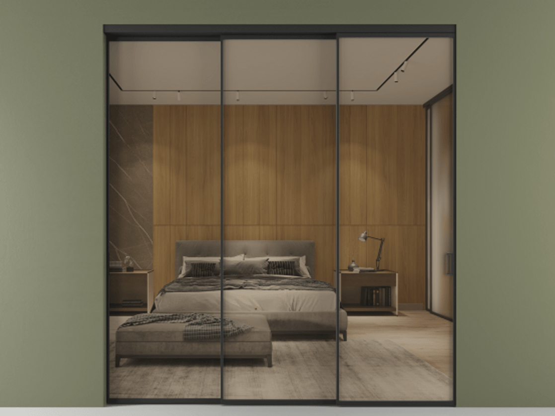 Перегородка Формато внутри проёма 3 створки с синхронным механизмом АЛПР 040.01 Алюминий Черный Рефлективное бронзовое стекло "Стопсол", калёное. Скрытый короб ЧЕР Цена 352090 ₽ 1. Полотно 3 шт. (800/2100 мм)
2. Комплект установки раздвижной системы
3. Базовый комплект фурнитуры
4. Комплект фурнитуры телескопик синхро-2
5.Ручка Рондо. Фабрика дверей Волховец 8 (800) 551 43 19 Перегородка Формато внутри проёма 3 створки с синхронным механизмом АЛПР 040.01 Алюминий Черный Рефлективное бронзовое стекло "Стопсол", калёное Цена 352090 ₽ | Volhovec