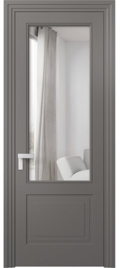 Дверь межкомнатная 8352 МКЛС Двустороннее зеркало. Цвет Матовый классический серый. Материал Гладкая эмаль. Коллекция Рокка. Картинка.