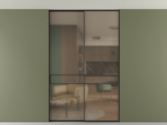 Алюминевая перегородка АЛПР 040.02_ААН_Бронза сатин триплекс_new. Цвет Алюминий антрацит. Материал Алюминий в эмали. Коллекция Перегородка Формато внутри проёма скрытое крепление в потолок 2 створки. Фото. Алюминевая перегородка АЛПР 040.02_ААН_Бронза сатин триплекс_new. Цвет Алюминий антрацит. Материал Алюминий в эмали. Коллекция Перегородка Формато внутри проёма скрытое крепление в потолок 2 створки. Картинка.